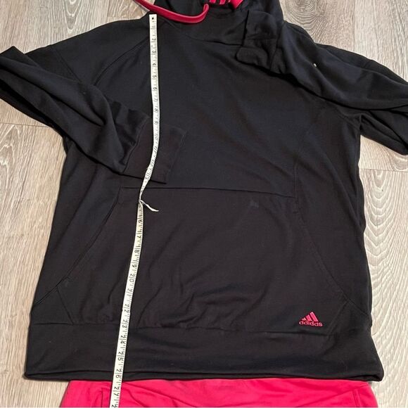 Y2K Adidas Black Pink Fleece Sweatshirt Hoodie L - Picture 5 of 8